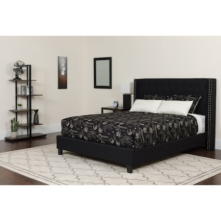 Flash Furniture Platform Bed Set, Riverdale, Full, Black HG-BM-38-GG